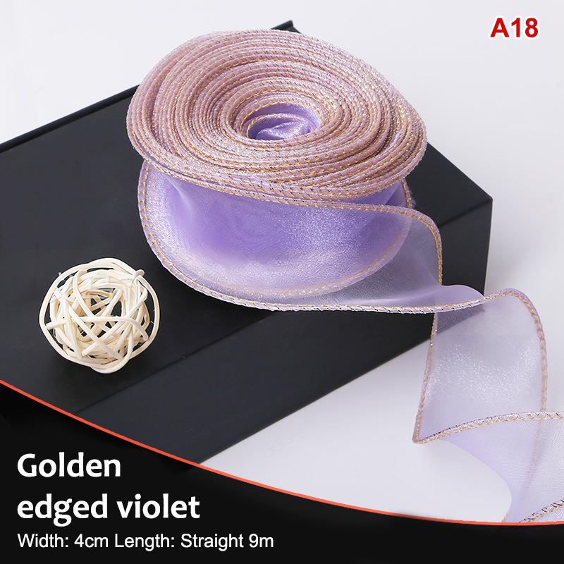10Yards Organza Solid Color Ribbon 4Cm Wavy Edge Ribbon For For Flower Bouquet Gifts Packaging Party Decorations Diy
