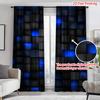 Set Of 2 Blue Cube Door Curtains Lit Dark Print Semi Polyester Bedroom Living Office All Season Decor Curtain Sheer With Rod Pocket Ideal For