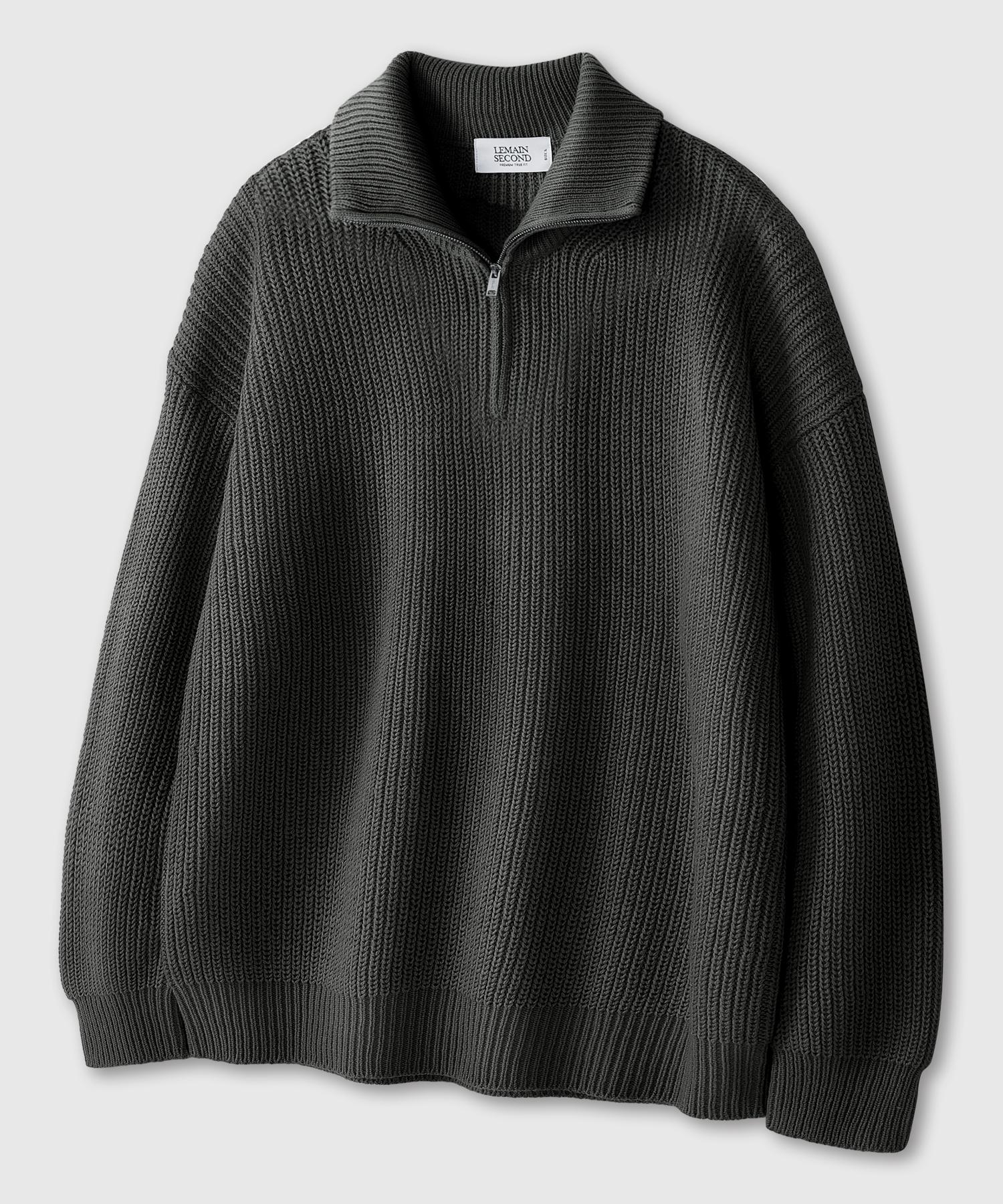 Remain Second Oversized Voluminous Washable Half-Zip Hazzi Knit_6 Colors Navy/M