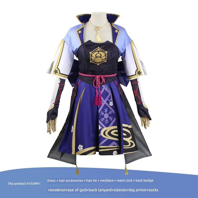Genshin Impact Cosplay Costume for Women, Kamisato Ayaka Inazuma Lady Cosplay, 2D Character Role-Playing Stage Outfit