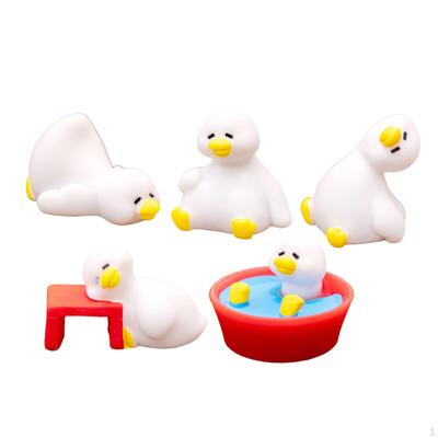 5 Pieces 3D Craft Figurine Computer Decors Collectible Sculpture Small Duck Statues for Desk Car
