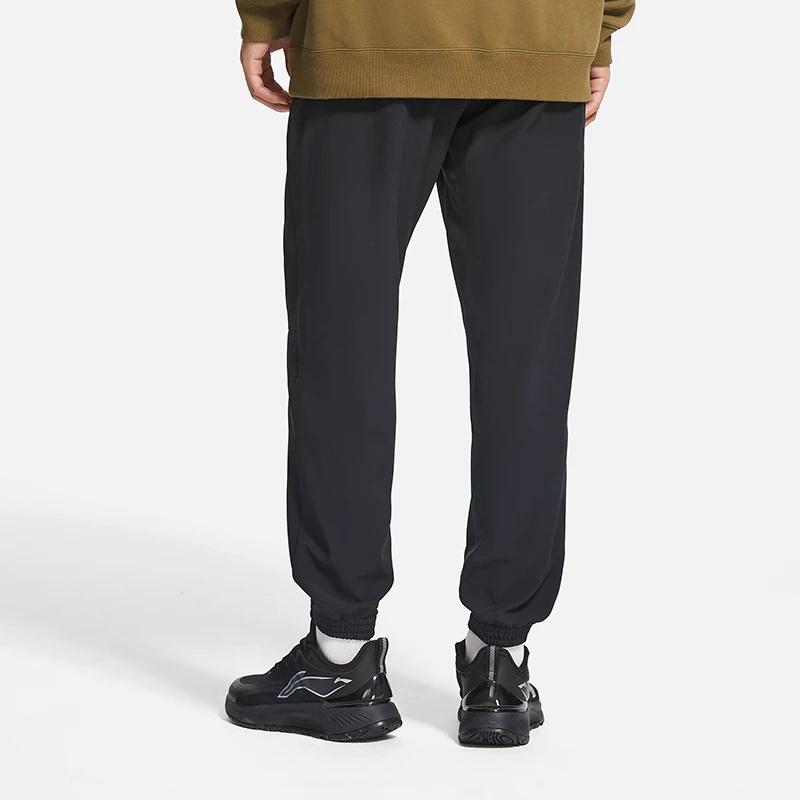 Li Ning Fitness Series Solid Color Fleece Warm Moisture Wicking Cuffed Sports Pants Men Bottoms Black AYKSA09-1
