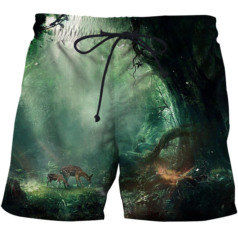Herren Sommer Elchmuster Strandhose 3D Digital bedruckte Sporthose