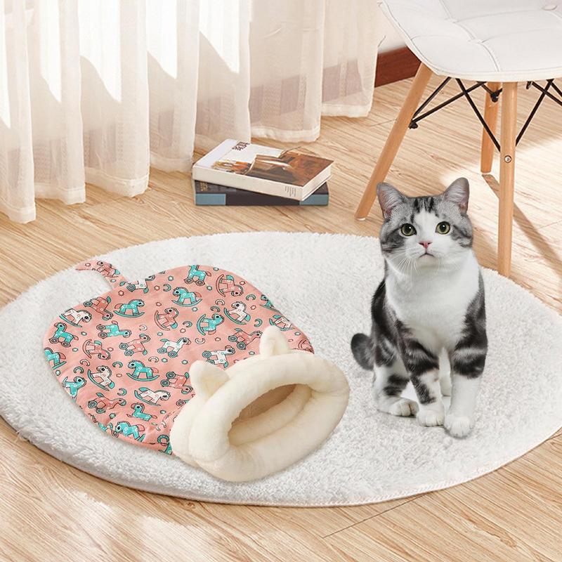Cat Sleeping Bag Bed With Tail Comfortable Pet Snuggle Sack Thickened Winter Warm Cozy Calming Cat Bed Pet Supplies