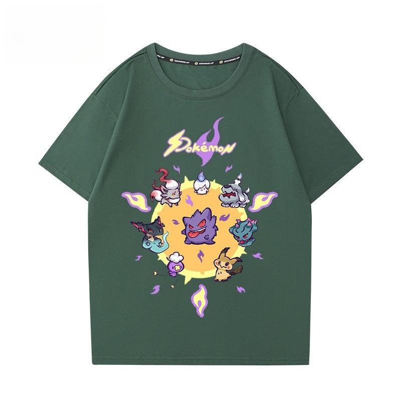 Pokémon Gengar Printing Tee 100 Cotton Tshirt Mens 2026 Summer Fashion Oversize Street Casual Y2K Tops Streetwear Clothing