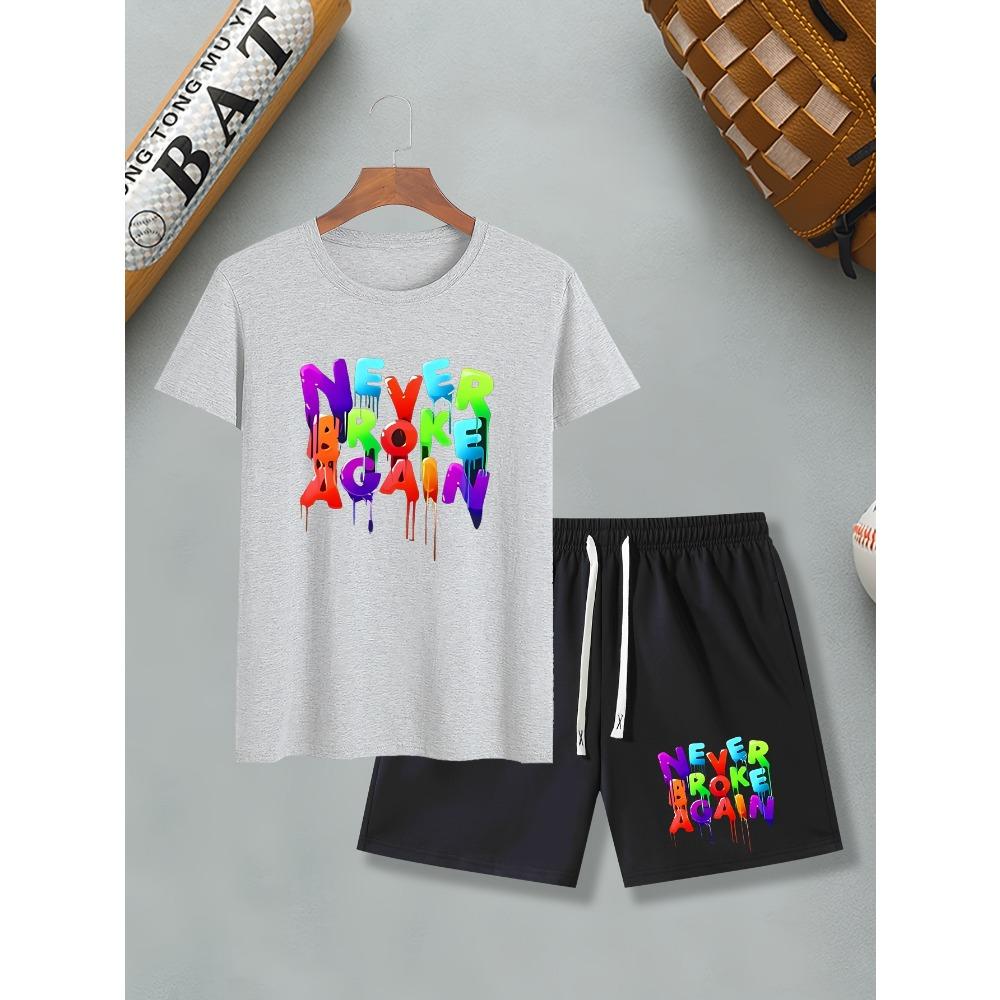 New York Men's Short-Sleeve T-Shirt and Shorts Set Relaxed-Fit Casual T-Shirt Creative Streetwear T-Shirt Unique Casual Apparel