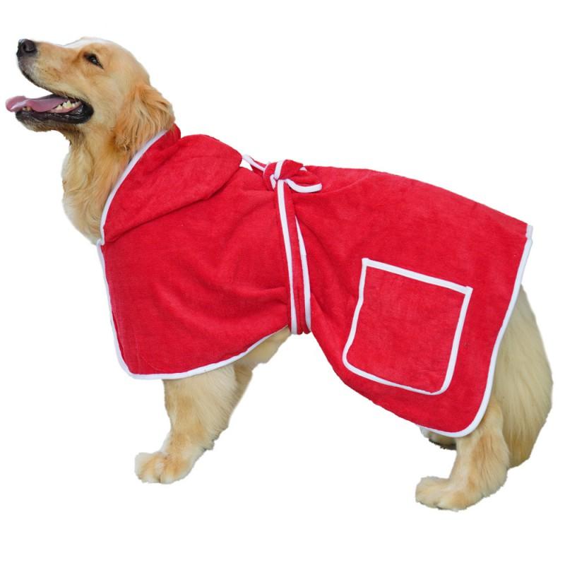 Pet Dog Hooded Towel Robe Absorbent Quick-Dry Bathrobe Small Medium Large Breeds