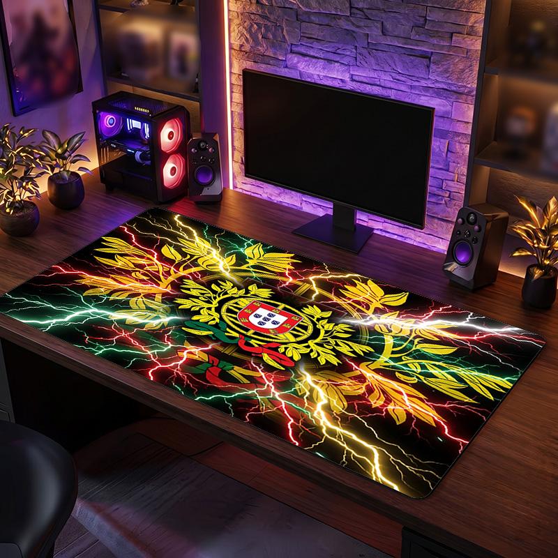 Portugal Football Crest Mouse Pad, Extended Non Slip Rubber Desk Mat for Gaming Office Laptop Fan Gift