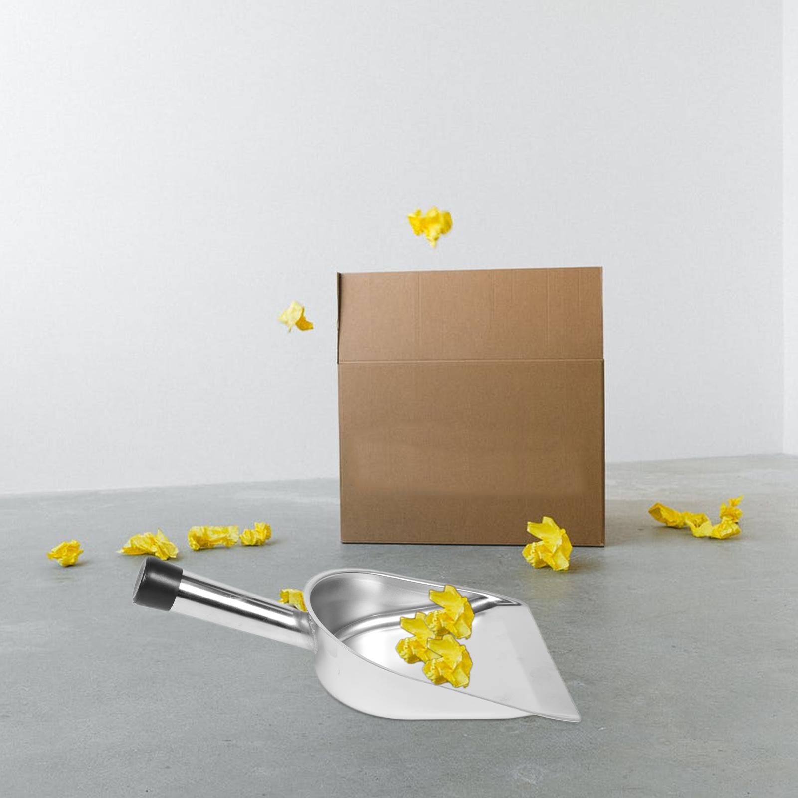 

1pc Thickened Stainless Steel Dustpan Handheld Garbage Shovel Polished Surface Non Slip Handle Kitchen Cleaning Tool Home Use чорний