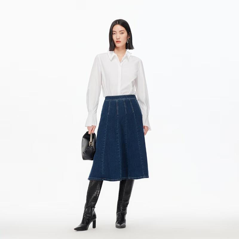 VEROMODA Wavy Stand Collar Cotton Blend White Shirt