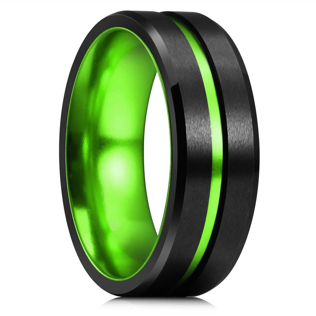 2024 Simple 8mm Red Stainless Steel Rings For Men Women Red Matte Finish Beveled Polished Edge Men Rings Wedding Band Jewelry