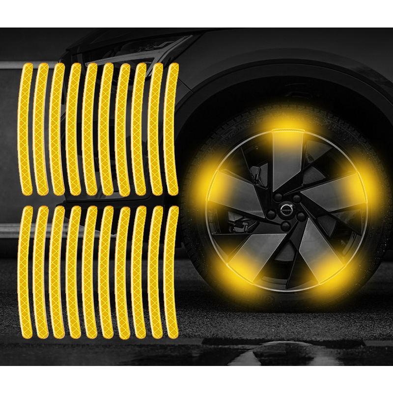 20pcs Car Wheel Reflective Colorful Laser Luminous Tire Anti-collision Stickers Personalized Creative Motorcycle Electric Car Stickers