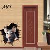 Realistic Animal Decal for Windows Grey Mouse Peeking Wall Decal, 3D Hole Effect Sticker, Removable Three Dimensional Sticker PVC Art Living