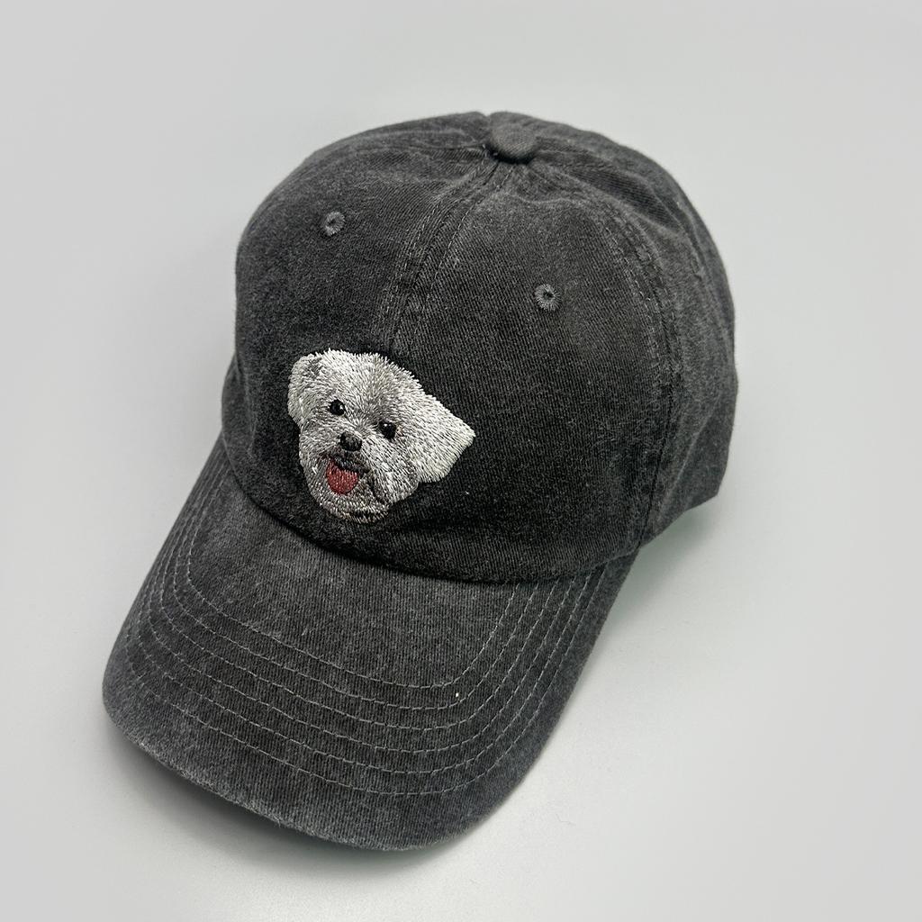 Cute Retro Puppy Embroidered Baseball Cap Men'S And Women'S Sunshade Simple Street Personality Cap