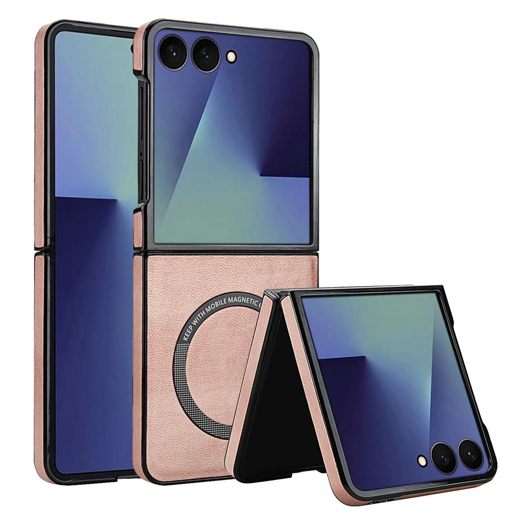 Magnetic Protective Wireless Charging Leather Phone Case for Samsung Galaxy Z Flip7 Flip6 Z Flip 6 5 4 3 Flip7 FE Cover