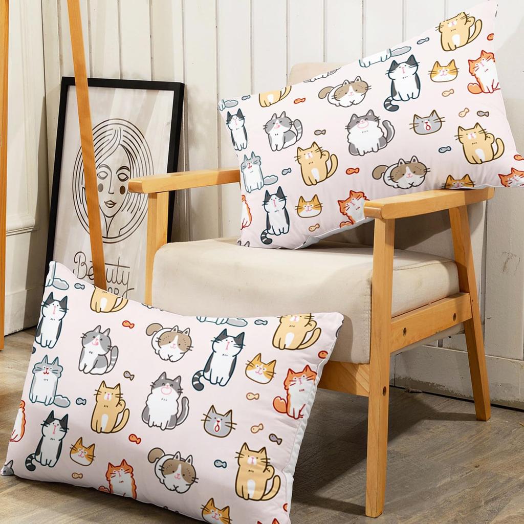 Cartoon Cat Pattern Bed Hat Three-Piece Digital Printing Bedding Bed Hat Three-Piece Set Children And Adults