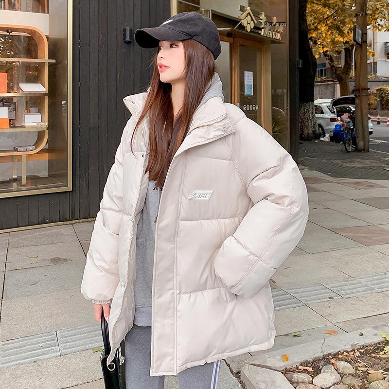 

2024 Зимняя женская куртка-пуховик из искусственной ткани, с толстой хлопковой подкладкой, в модном корейском стиле Large белый