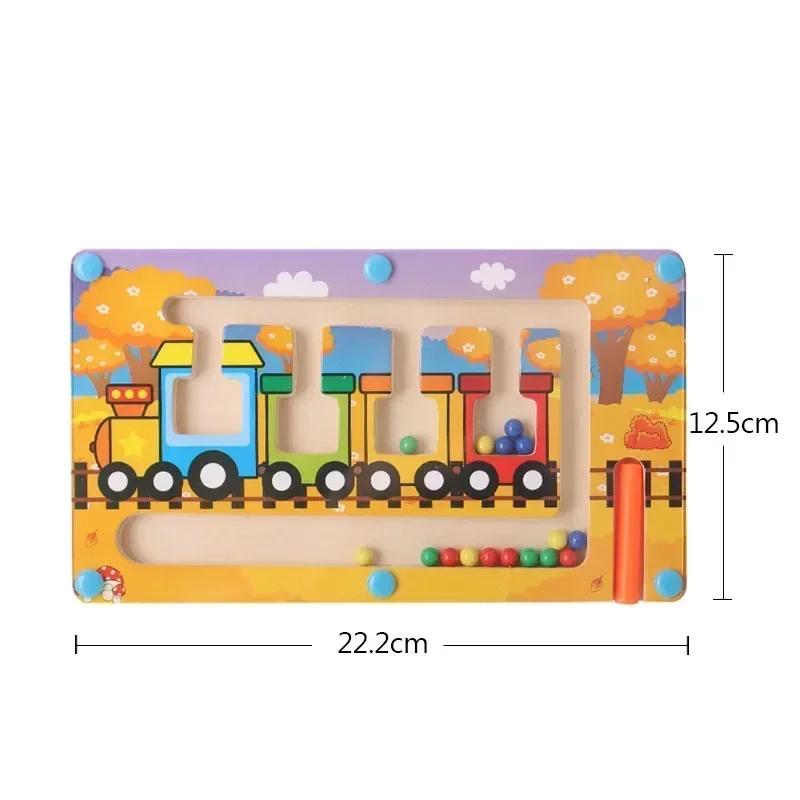 Montessori Magnetic Color Sorting Games Maze Board Pen Moving Bead Games Wooden Control Sensory Play Educational Toys for Kids