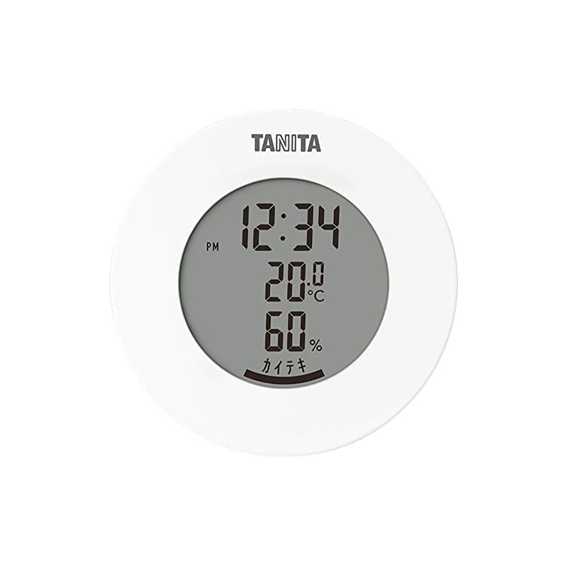 Tanita Digital Temperature and Humidity Meter with Clock, Desktop, Magnetic, White TT-585 WH
