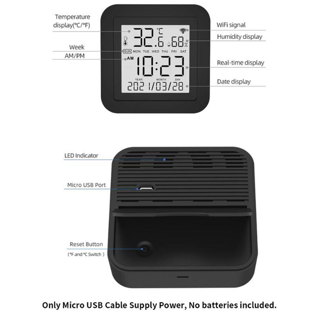 for Smart WiFi Remote Controller TUYA-Wireless Temperature Humidity Sensor Thermometer Hygrometer for Home with LCD Disp