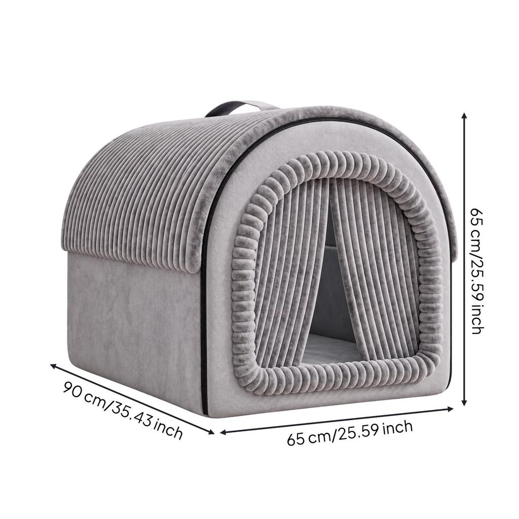Enclosed Pet Bed with Curtain Flaps Detachable for Sleeping