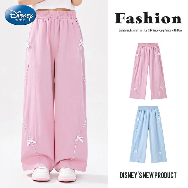 Disney Girls  3D Bow Ice Silk Wide-Leg Casual Pants 160