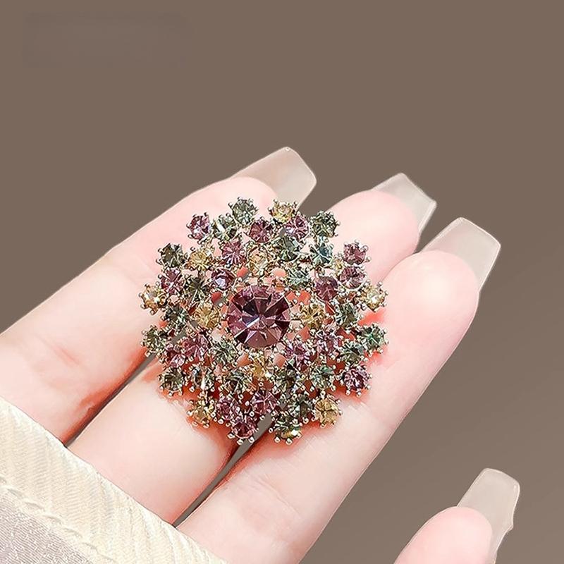 Vintage Colored Rhinestone Dandelion Brooches For Women Clothing Coat Jewelry Accessries