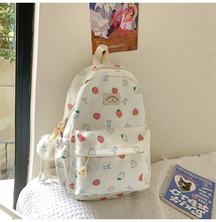 Schoolbag new high-value Japanese ins fresh and sweet strawberry backpack junior high school students lightweight travel spring outing backpack