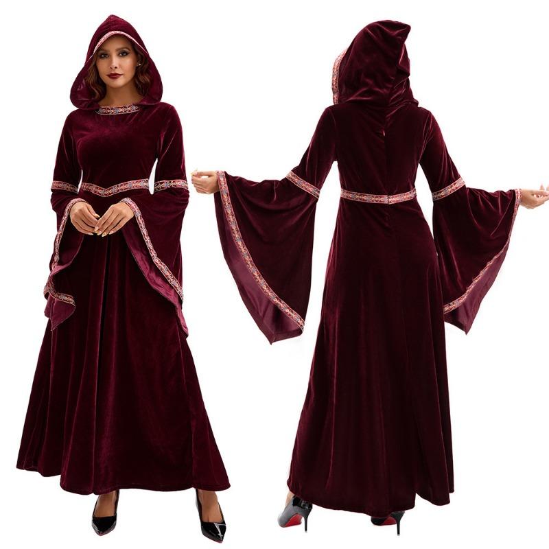 Halloween Parent-Child Costume Girls Party Costume Adult Medieval Burgundy Vampire