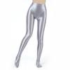 Dames Metalliske Falske Todelte Tights Høy Midje Yoga Fitness Leggings