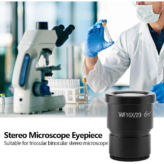 ZJchao 10X Stereo Microscope Eyepiece, 2 Pcs WF10X/20, Black, Optical Glass + Metal, Triocular Binocular Stereo Microscope, 30mm Mounting Size