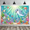 1 Stück Glückliche Delfine in der Unterwasser-Cartoon-Welt - Stoff zum Aufhängen an der Wand, Hintergrunddekorationen