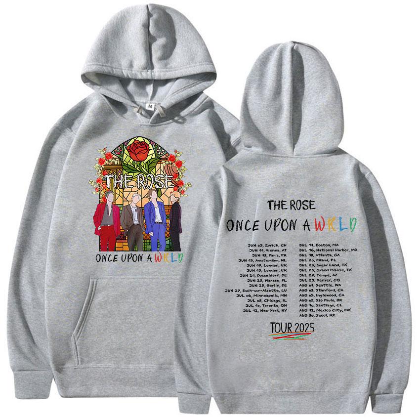 The Rose Once Upon AWRLD World Tour 2025 New Hoodie Men Women Hip Hop Kpop Pullover Sweatshirt Retro Long Sleeve Oversized Hoody