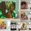 African American Art Print Shower Curtain, Black Woman Portrait Design, Waterproof Polyester Bathroom Curtain with Hooks