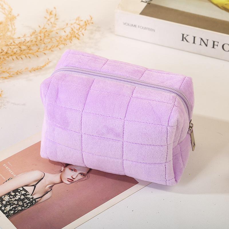 Sac de rangement de cosmétiques en fourrure solide, grand sac de rangement de maquillage à fermeture éclair pour femmes, sac à main de papeterie, trousse à crayons, trousse de toilette de voyage