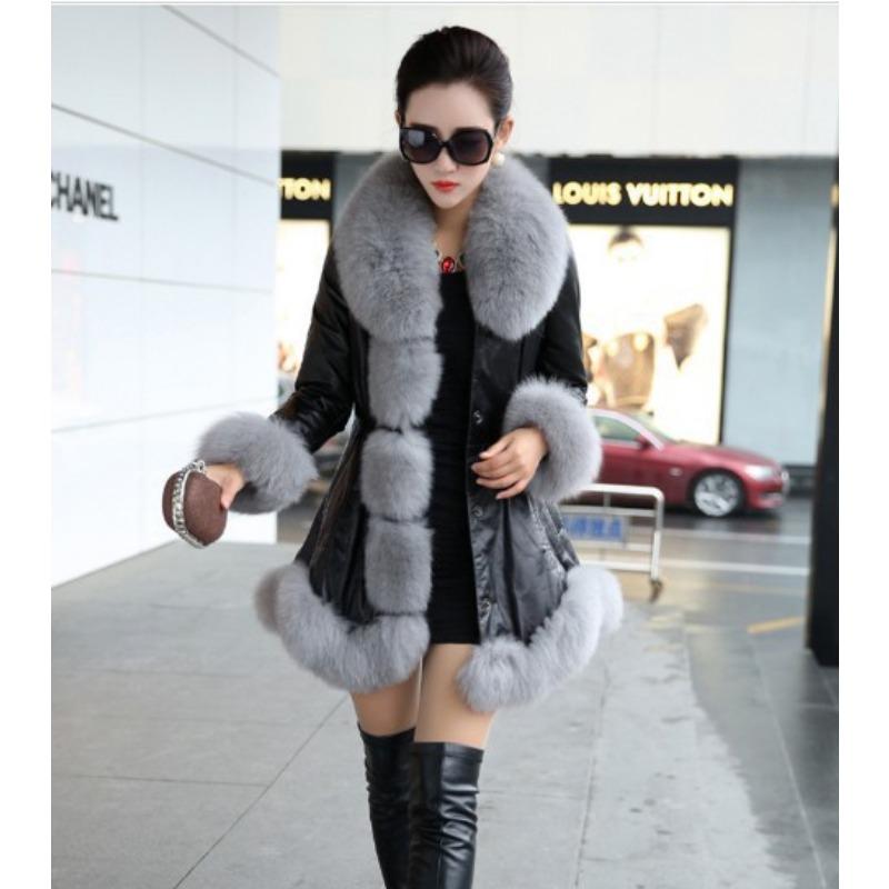 

Autumn and winter new leather and fur women s medium and long imitation mink coat pu imitation fur coat large size 6XL чорний