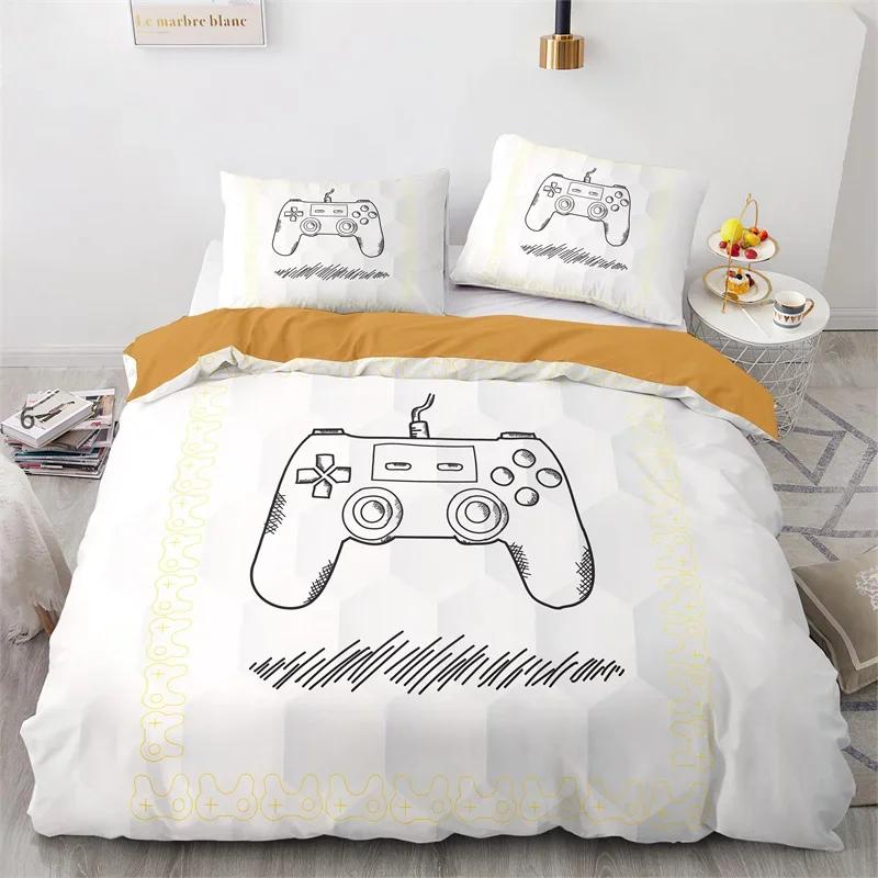 Gaming Bedding Set Twin Full Size Kids Gamepad Duvet Cover For Boys Girl Bedroom Decor Polyester Game Controller Comforter Cover