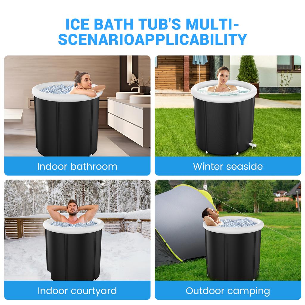 105 Gal Large Ice BathTub for Athletes, Ice Bathtub Portable Ice Plunge Tub, Multiple Layered Inflatable Cold Plunge Tub