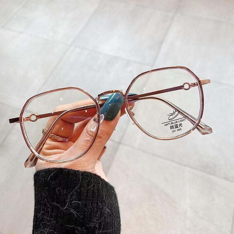 Vintage Anti Blue Light Glasses Frame Round Lens Simple Metal Women Men Transparent Eyewear Anti Radiation
