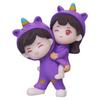 Purple Miniature Cute Couple Statue Girl On Boy's Shoulder Decorative Showpiece - Valentine Gift for Girlfriend, Boyfriend, Husband, Wife (Polyresin)