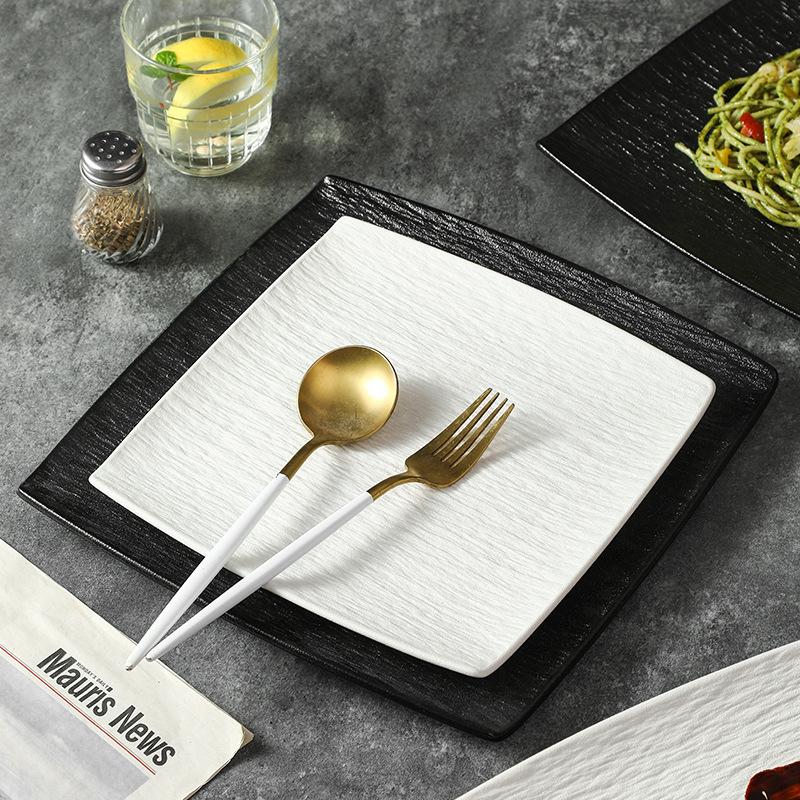 Tableware and Plates White High-end Western Style Salad Steak Plate Beef Plate Ceramic Pasta Flat Plates  Kitchen Dinner Plates