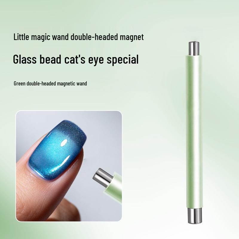 Double-Ended Multi-Functional Cat Eye Nail Art Magnet with Wide French Glass Beads