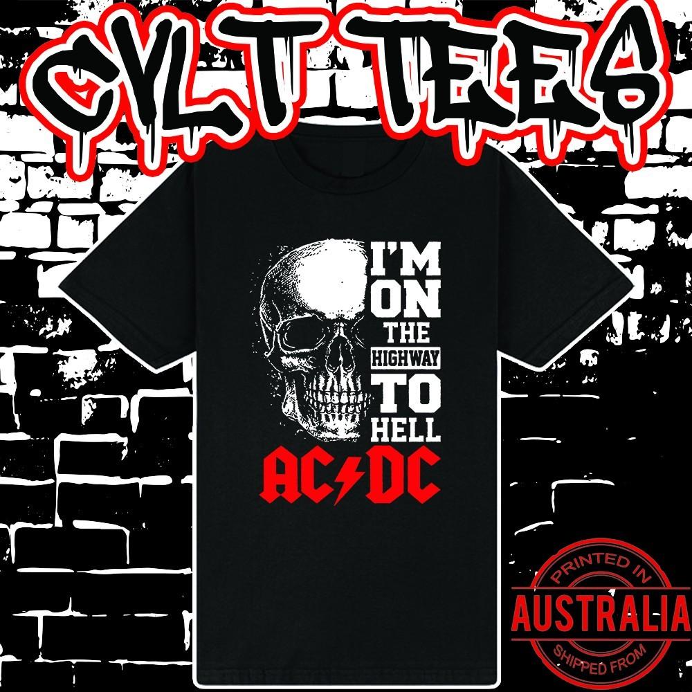 ACDC I'm on the Highway To Hell Band Shirt ~ Premium Black Gildan Cotton Tee Unisex T-Shirt