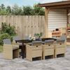 Garden Dining Set with Cushions 9 pcs Beige Poly Rattan
