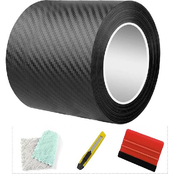 Carbon Fiber Vinyl Wrap For Cars Door Protector Edge Guards 0.6Mm Thick 33Ft Length Multi Width Options Universal Fit Hood Trunk Dashboard Motorcycle