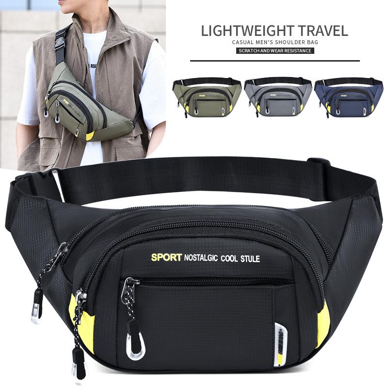 Outdoor Sports, Men's, Wear-resistant Waist Bag, Simple, Waterproof, Portable, Multifunctional Diagonal Chest Bag
