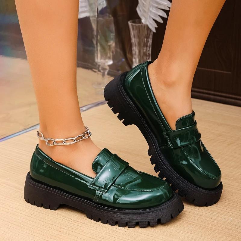 Fashion Fashionable comfortable Glossy Fashion Shoes Spring autumn New Sexy Thick Heel Increased Thick Sole Solid Color Shoes for Women