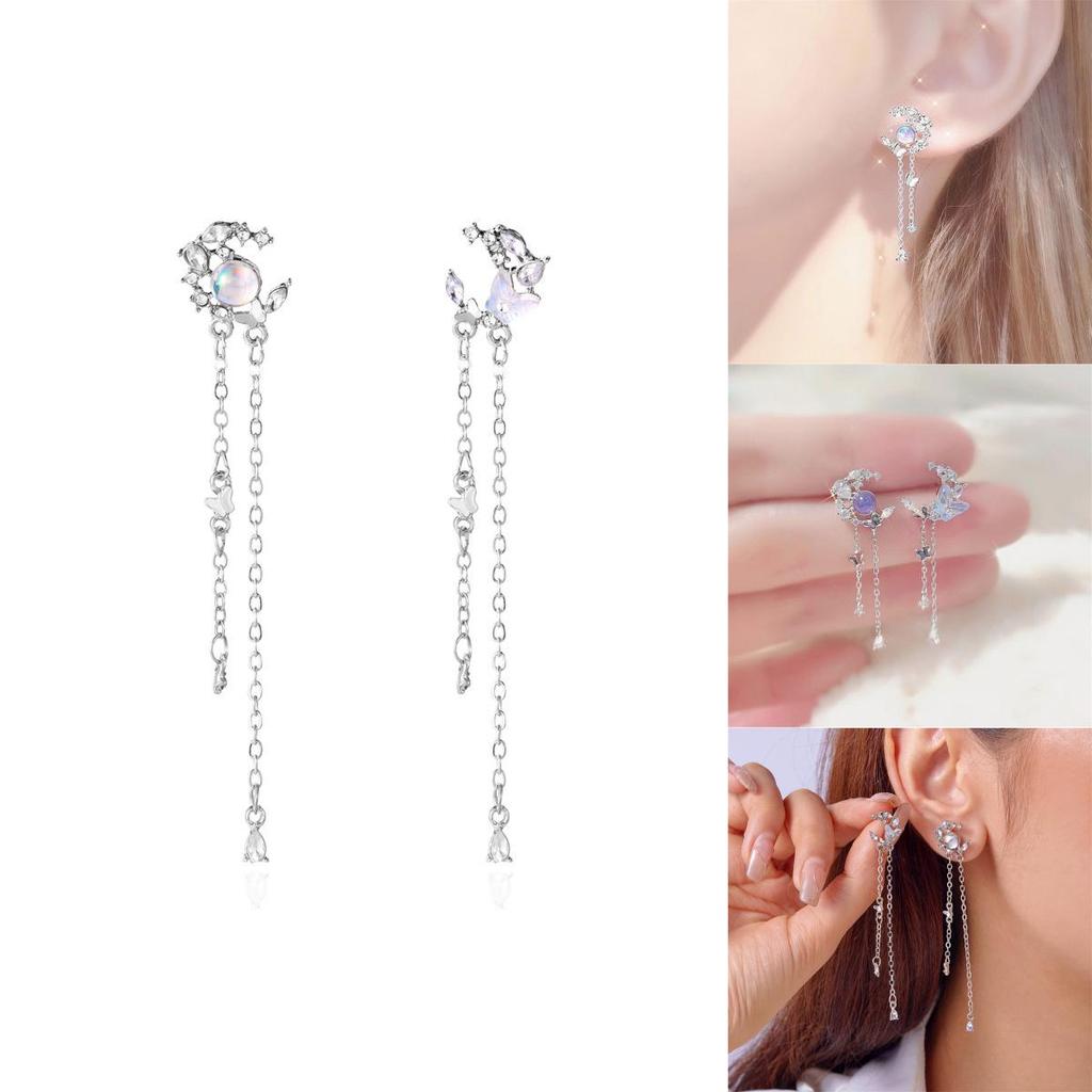 Waterdrop Butterfly Stud Earrings With Alloy And Pearl For Elegant Women