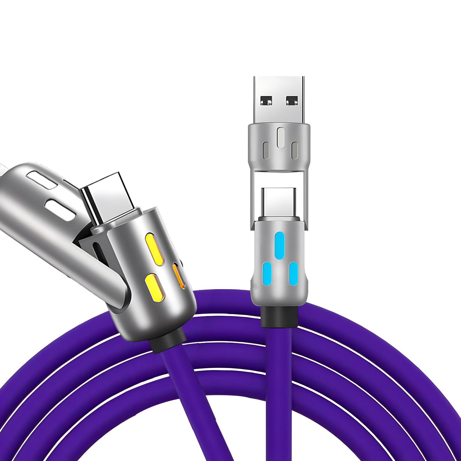 

4 in 1 240W 27W Fast Charging Cable Dual Connector USB C/Type-C To IOS/Type-C For iPhone 15 Samsung Xiaomi