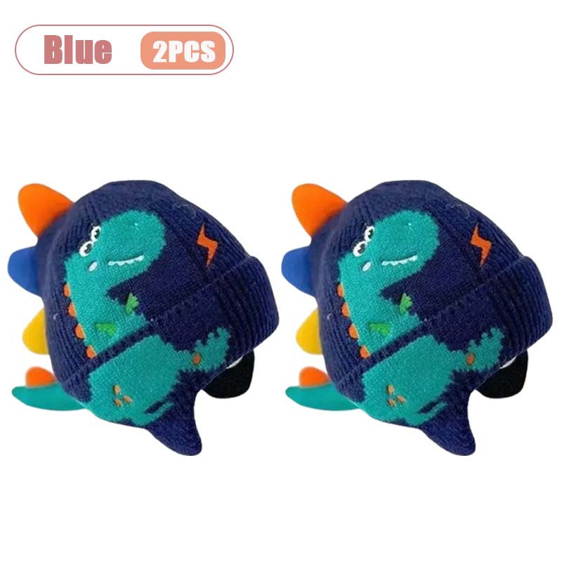 1-4 STÜCKE Warme Winddichte Dinosaurier Strickmütze mit Ohrenschutz Weiches Garn Herbst Winter Kopfbedeckung Modeaccessoire für Kinder